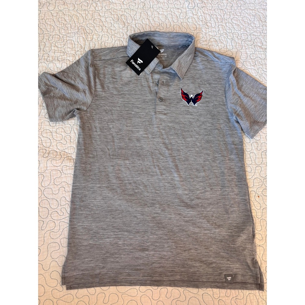 Fanatics NHL Washington Capitals Mens Polo Shirt Steel Heather Grey Medium